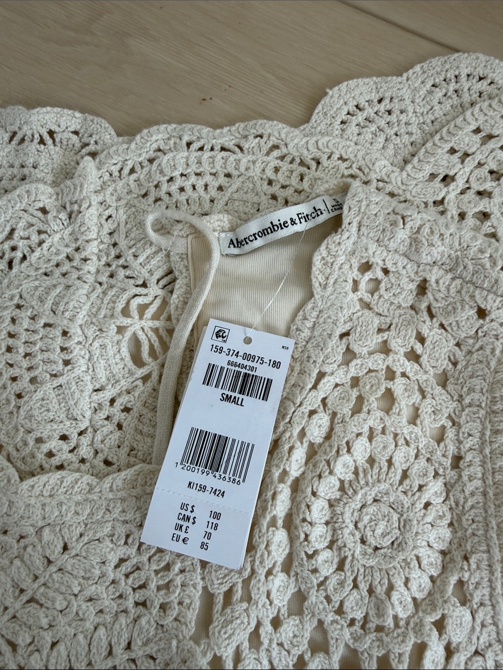 Abercrombie & Fitch Cream Crochet Midi Dress - Picture 4 of 5